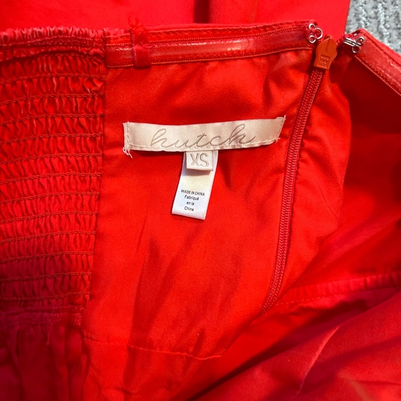 Anthropologie Hutch Strapless Red Dress with Floral Detail - Picture 8 of 8